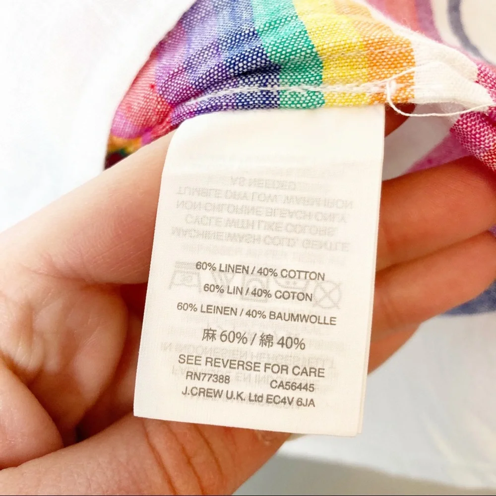 J. Crew rainbow off shoulder linen mini dress